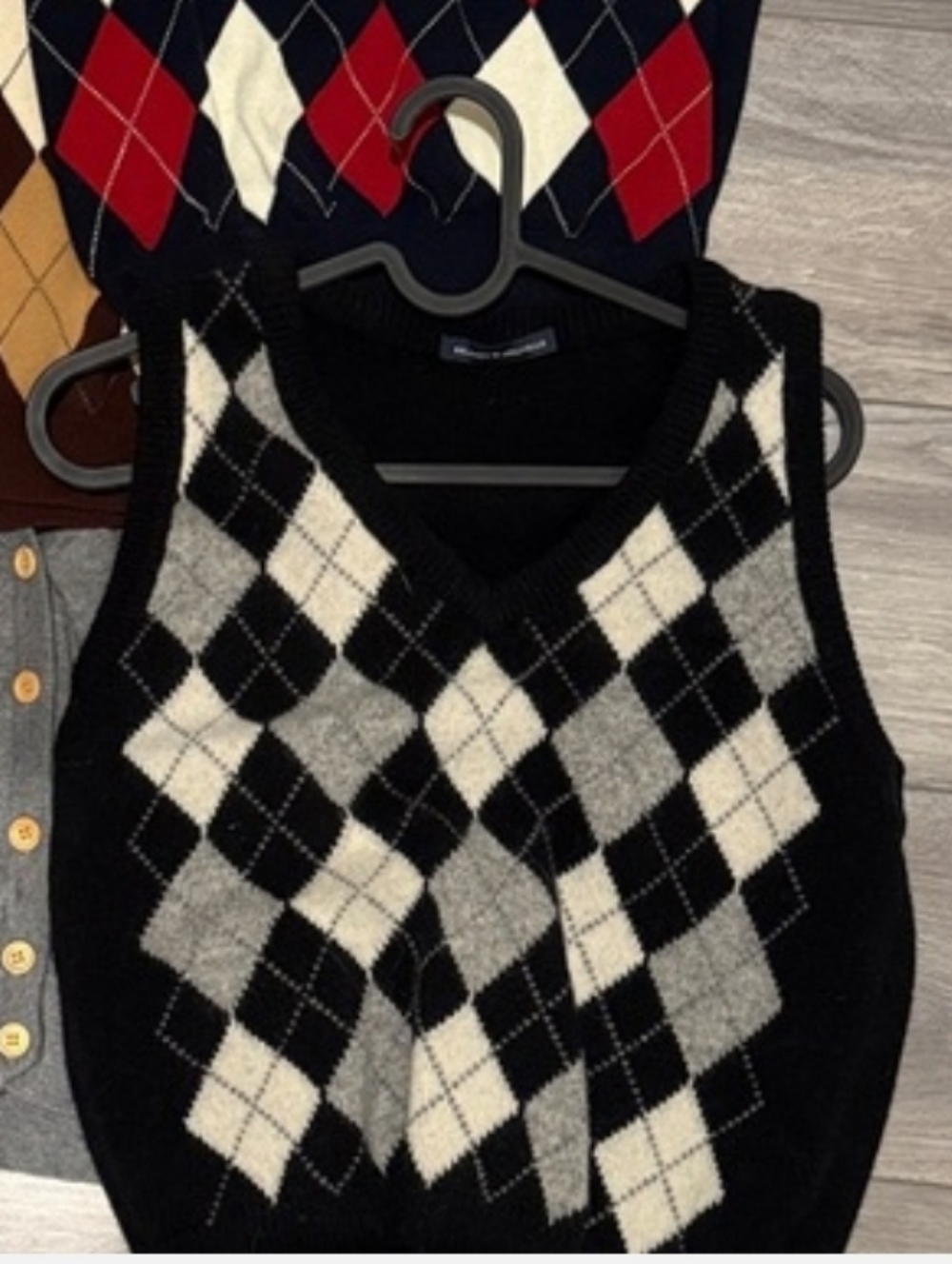 Black, Gray & White Argyle Sweater Vest